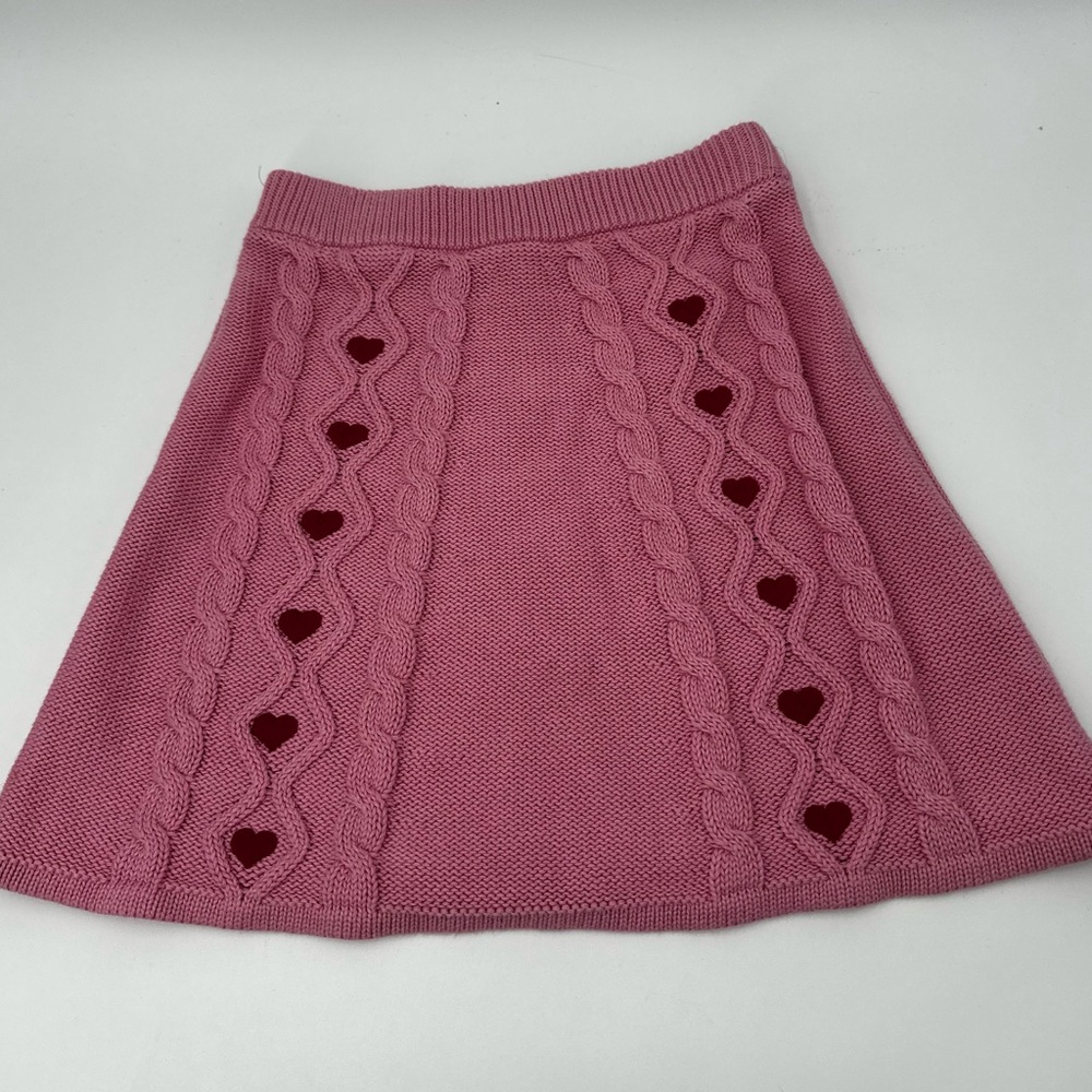 Mini Boden Heart Embroidered Cable Cotton Sweater Skirt 7-8